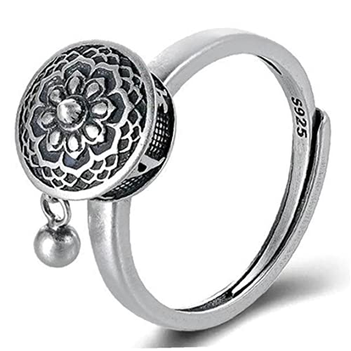 Haowul 925 Silber Rotierende Ringe Buddhist Tibetanische Gebetsrad Ring Viel Glück Verstellbarer Ring von Haowul