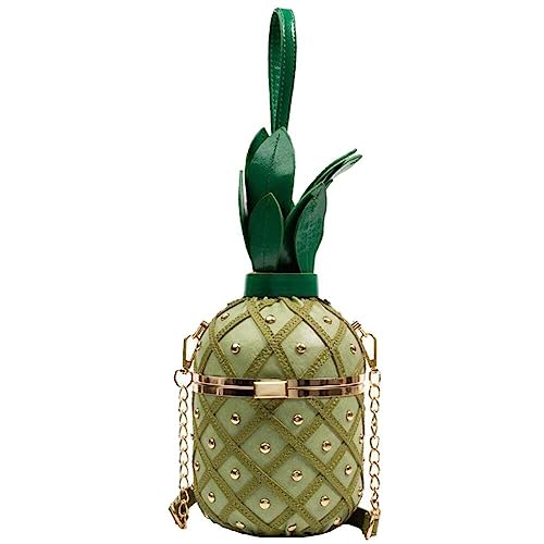 Haowul Pu Leder Crossbody Bag Obst Ananas Form Kettenumhängende Umhängetasche Trendy Einkaufstasche Besorte Messenger -tasche Handtasche Geldbörse von Haowul