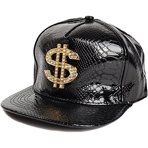 Hip Hop Rapper Hat Pu Leder Baseball Mütze Für Männer Frauen Verstellbar Flacher Snapback Unisex Hip Hop Punk Hüte von Haowul