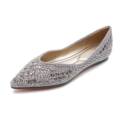 Flache Schuhe für Damen, Strass, modisch, spitzer Zehenbereich, Perlen, Diamanten, niedriger Absatz, Kleid, Hochzeit, flache Schuhe, Arbeit, Business, Freizeit, Goldfarben, 35.5 EU Flache Schuhe für Damen, Strass, modisch, spitzer Zehenbereich, Perlen, Diamanten, niedriger Absatz, Kleid, Hochzeit, flache Schuhe, Arbeit, Business, Freizeit, Goldfarben, 35.5 EU von Haoxiezi