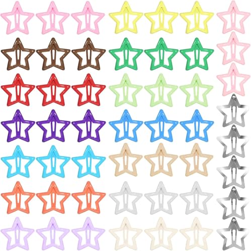 Haoyaru 50 Sterne für Mädchen Anti-Rutsch Knopf Farbe Cavai Metall Haarspange Niedliche Haarclip Sterne Haarschmuck, geeignet für Frauen Mädchen von Haoyaru