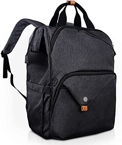 Laptop Rucksack Schwarz 15,6 Zoll Wasserdichter Business Computer Notebook Rucksack mit Laptopfach Herren Damen (7651EU-DG) von Hap Tim