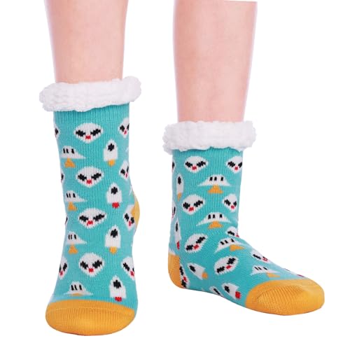 HapiLeap Kindersocken für Jungen und Mädchen Niedliche Tiersocken Weich Flauschig Warm Dick mit Fleece Gefüttert Weihnachtsstrümpfe für Kinder (5-8 Jahre, PE) von HapiLeap