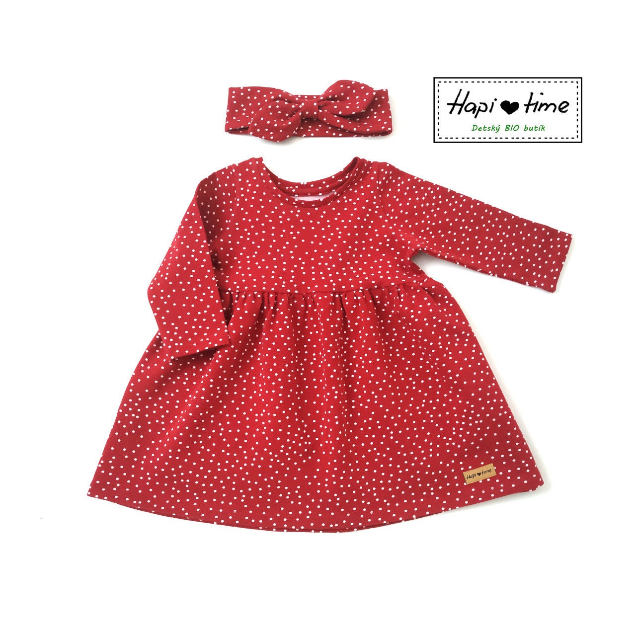 Mädchenkleid Mit Punkten in Rot Und Gelb von Hapitimeboutique