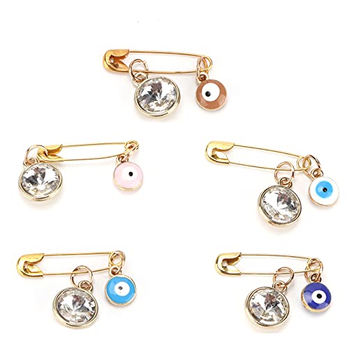Hapivida 5Pcs Brosche Pin Sets, Türkisch Blaue Augen Brosche Pullover Schal Pin Abzeichen Sicherheitsnadeln Glücksbringer Geschenke Schmuck Zubehör für Frauen von Hapivida