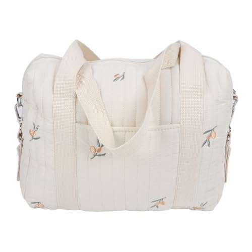 Hapivida Multifunktionale Kinderwagen Aufbewahrungstasche Reißverschluss Stickerei Wiederverwendbare Handtasche Große Kapazität Baumwolltuch für Reise Essentials (Olivenbeutel) von Hapivida