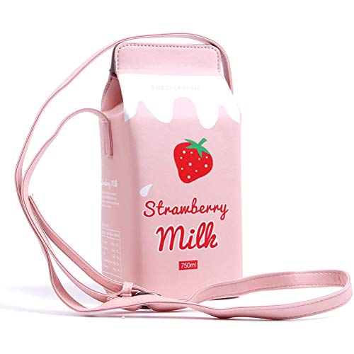 Haplws Milk Box Strawberry Umhängetasche Pen Box Milchkarton-Design Cross Body Purse Bag von Haplws
