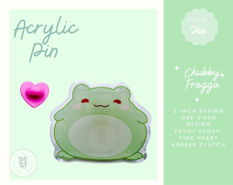Chibi Chubby Frog Pin Kawaii Style Epoxy Acrylic Cute Collector Gift For Lover von HapnapsStudio