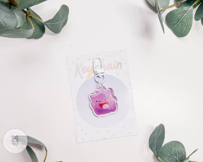 Chibi Lilac Ghost Monster Keychain Anime Creature Famous Anime Inspired Gift For Her Gift von HapnapsStudio