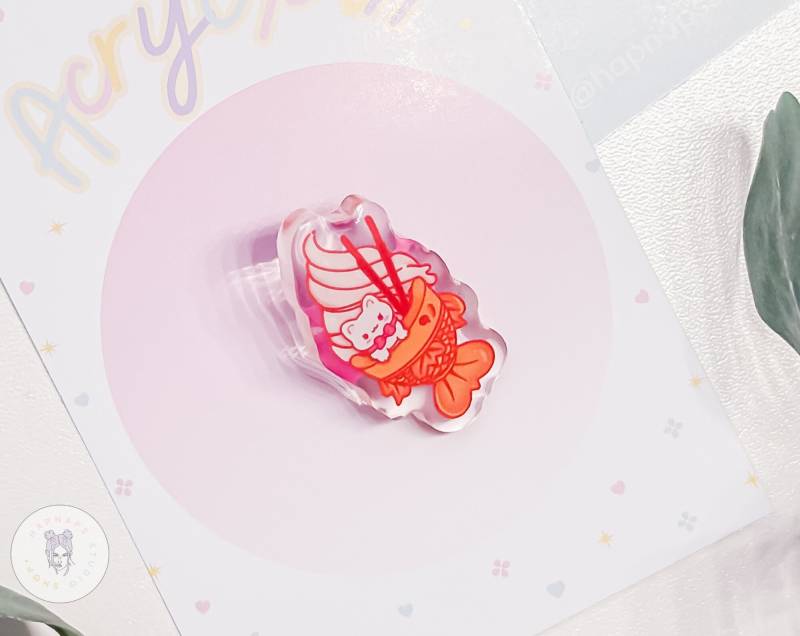 Chibi Tayaki Pin Anime Chib Japanese Sweets Acrylic Perfect For Ita Bags & Banner von HapnapsStudio