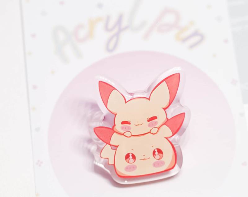 Famous Anime Inspired Chibi Pika Acryl Pin Thunder Mouse Epoxid Gift For Anime Lover Monster von HapnapsStudio