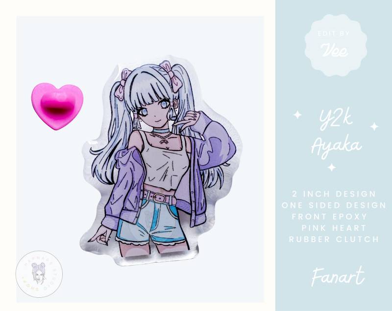 Genshin Ayakapin Kawaii Y2K Modern Style Ayaka Epoxy Arylic Pin Cute Collector Gift For Anime Gaming Lover von HapnapsStudio