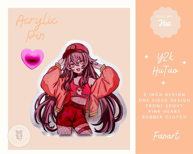 Genshin Hutao Keychain Kawaii Y2K Modern Style Anime Ghost Girl Epoxy Cute Collector Gift For Gaming Lover von HapnapsStudio