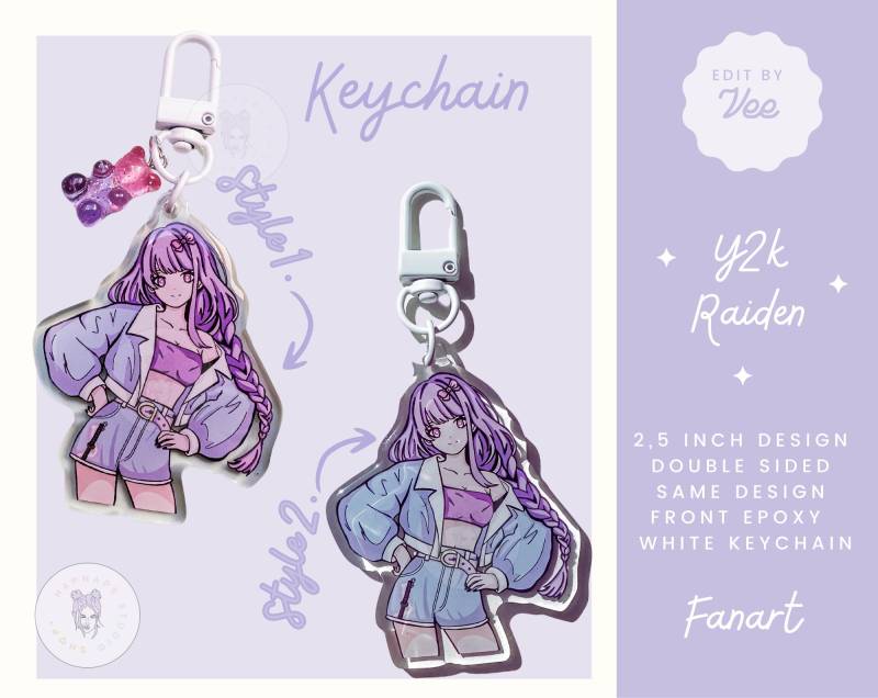 Genshin Raiden Keychain Kawaii Y2K Modern Style Epoxy Cute Collector Gift For Anime Lover Genshin Raiden Keychain Kawaii Y2K Modern Style Epoxy Cute Collector Gift For Anime Lover von HapnapsStudio