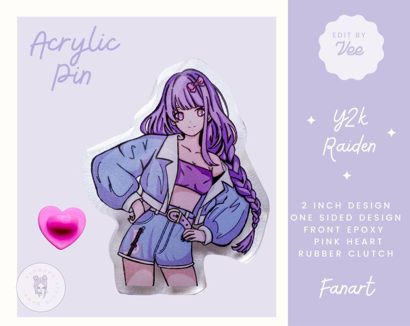 Genshin Raiden Pin Kawaii Y2K Modern Style Epoxy Acrylic Cute Collector Gift For Anime Gaming Lover von HapnapsStudio