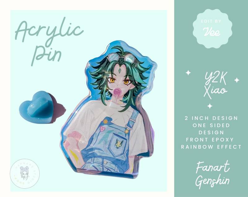 Genshin Xiao Pin Kawaii Y2K Modern Style Anime Epoxy Acrylic Cute Collector Gift For Gaming Lover von HapnapsStudio