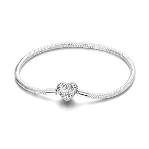 Charm-Armband für Damen Sterling Silber Herz Verschluss Schlangenkette Armband Reise-Charm Momente europäisches Armband Schmuck kompatibel mit Pandora Charms Geschenk für Sie Charm-Armband für Damen Sterling Silber Herz Verschluss Schlangenkette Armband Reise-Charm Momente europäisches Armband Schmuck kompatibel mit Pandora Charms Geschenk für Sie von Hapour