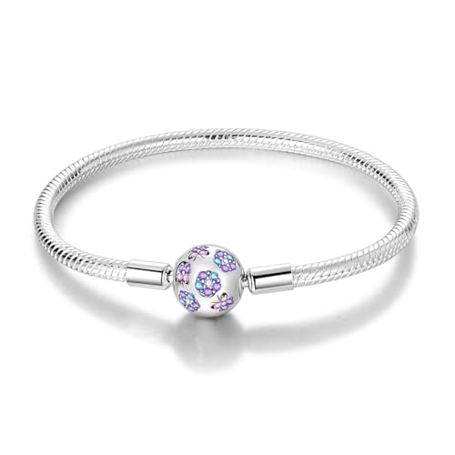 Charm-Armband für Damen Sterling Silber Herz Verschluss Schlangenkette Armband Reise-Charm Momente europäisches Armband Schmuck kompatibel mit Pandora Charms Geschenk für Sie von Hapour