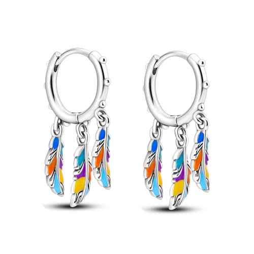 Engelsflügel Feder-Creolen 925er-Sterlingsilber hängende Ohrhänger kleine Creolen Schmuck Geschenk für Frauen und Mädchen von Hapour