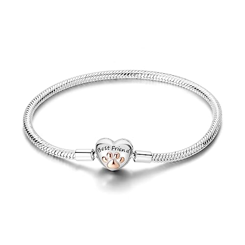 Hapour 925 Plata de Ley Pulsera de Encanto para las Mujeres Mariposa Mejor Amigo Corazón Luna y Estrella Cadena de la Serpiente Pulsera de Encanto con 5A Cubic Zirconia-17CM von Hapour