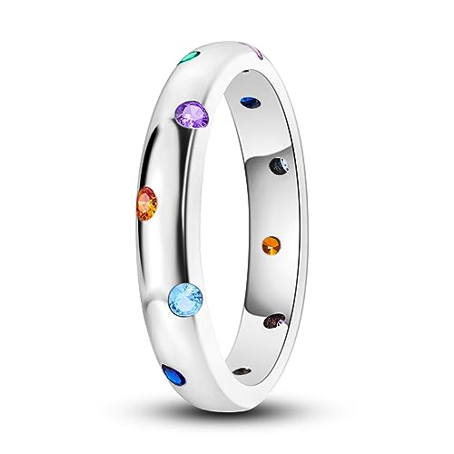 Hapour 925 Sterling Silber Ringe – Vintage Wrap Stacking Statement Ringe mit buntem Zirkonia für Frauen Mädchen als Geschenke – klassischer und eleganter Ring Größe 8 von Hapour