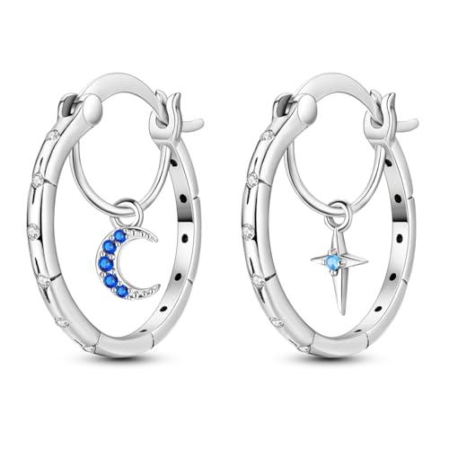Hapour Creolen Silber 925 Hoop Ohrringe für Frauen - Twisted Hoops mit Cubic Zirkonia von Hapour