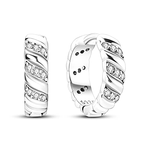 Hapour Creolen aus 925er-Sterlingsilber für Damen und Mädchen hypoallergene Huggie-Ohrringe mit Platin-Zirkonia Diamant-Schmuck ideal als Geschenk von Hapour