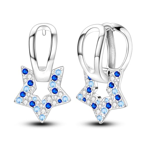 Hapour S925 Sterling Silber CZ Hoop Ohrringe Baumeln & Tropfen für Frauen Leichtes Gewicht Zierlich süß Schmetterling Stern Tropfen Drop Ohrringe von Hapour