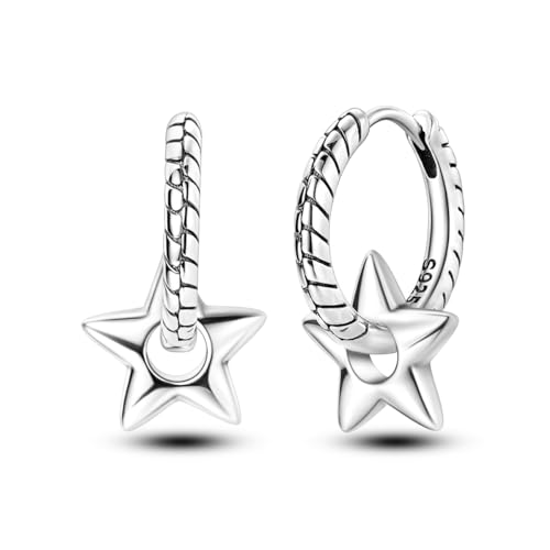 Hapour S925 Sterling Silber CZ Hoop Ohrringe Baumeln & Tropfen für Frauen Leichtes Gewicht Zierlich süß Schmetterling Stern Tropfen Drop Ohrringe von Hapour