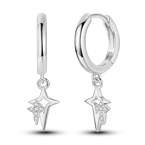Hapour S925 Sterling Silber CZ Hoop Ohrringe Baumeln & Tropfen für Frauen Leichtes Gewicht Zierlich süß Schmetterling Stern Tropfen Drop Ohrringe von Hapour