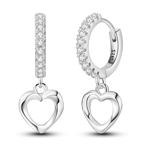 Hapour S925 Sterling Silber CZ Hoop Ohrringe Baumeln & Tropfen für Frauen Leichtes Gewicht Zierlich süß Schmetterling Stern Tropfen Drop Ohrringe von Hapour