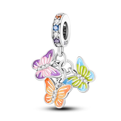 Hapour Schmetterlings-Charm-Anhänger für Armband, Anhänger, Perlen, Charms für Halsketten, Damenschmuck, Geschenk aus Sterlingsilber, Zirkonia und Emaille (mehrfarbig) Hapour Schmetterlings-Charm-Anhänger für Armband, Anhänger, Perlen, Charms für Halsketten, Damenschmuck, Geschenk aus Sterlingsilber, Zirkonia und Emaille (mehrfarbig) von Hapour