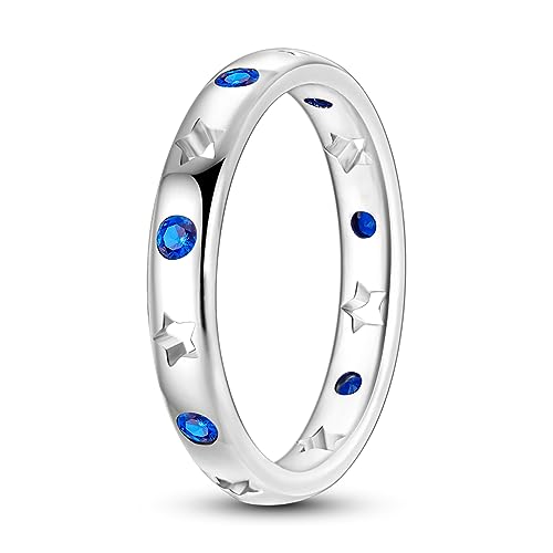 Hapour Sternring aus 925er Sterlingsilber mit Zirkonia stapelbare Vintage-Ringe Statement-Ringe für Frauen und Mädchen Größe 8 von Hapour