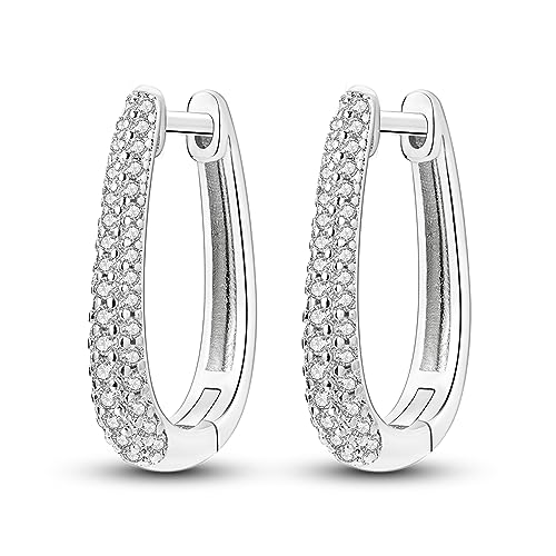 Kleine Huggie-Creolen für Damen 925er-Sterlingsilber kubische Zirkonia-Creolen U-förmige hypoallergene Ohrringe minimalistischer Schmuck glitzernde Creolen mit Kristallen für Mädchen von Hapour