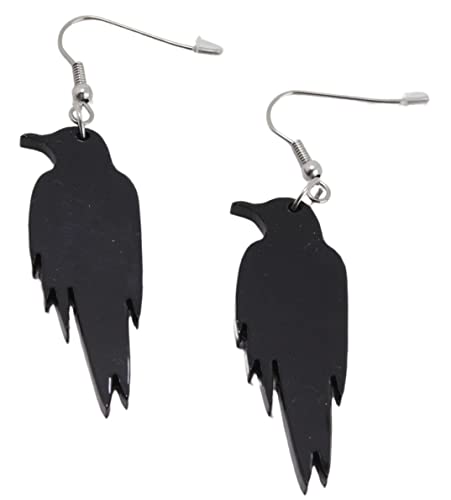 Halloween Ohrringe Dunkel Modeschmuck Hexe Schwarz Fledermäuse Geist Totenkopf Kürbis Party Gothic Edelstahl (Raben) von Happenings