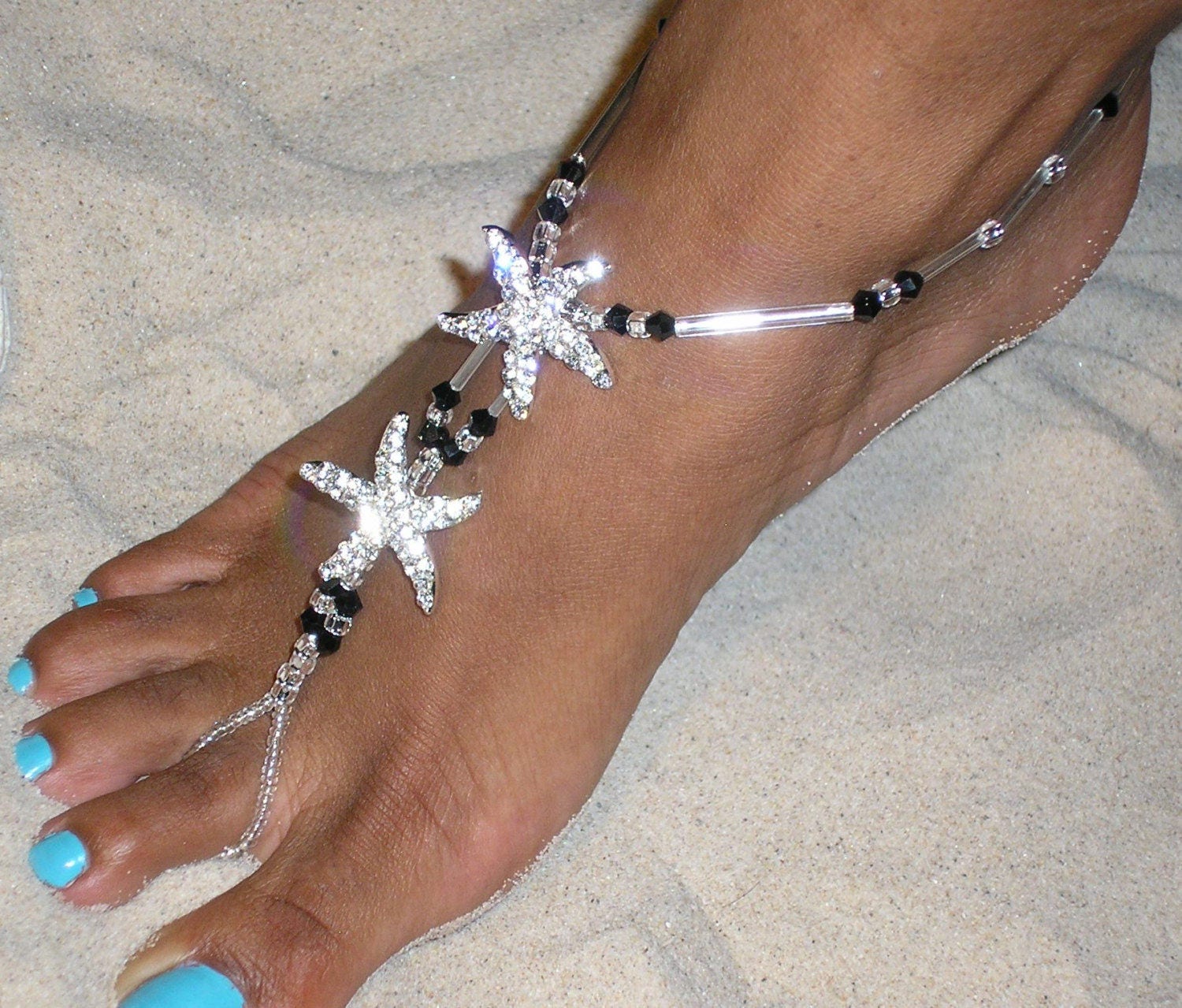 Barfuss Sandalen - Strand Hochzeit-Barefoot Sandale Barfuss Barfuß Hochzeits Boho-Fußkettchen-Seestern-Der Estelle Hf104 von HappiFeet