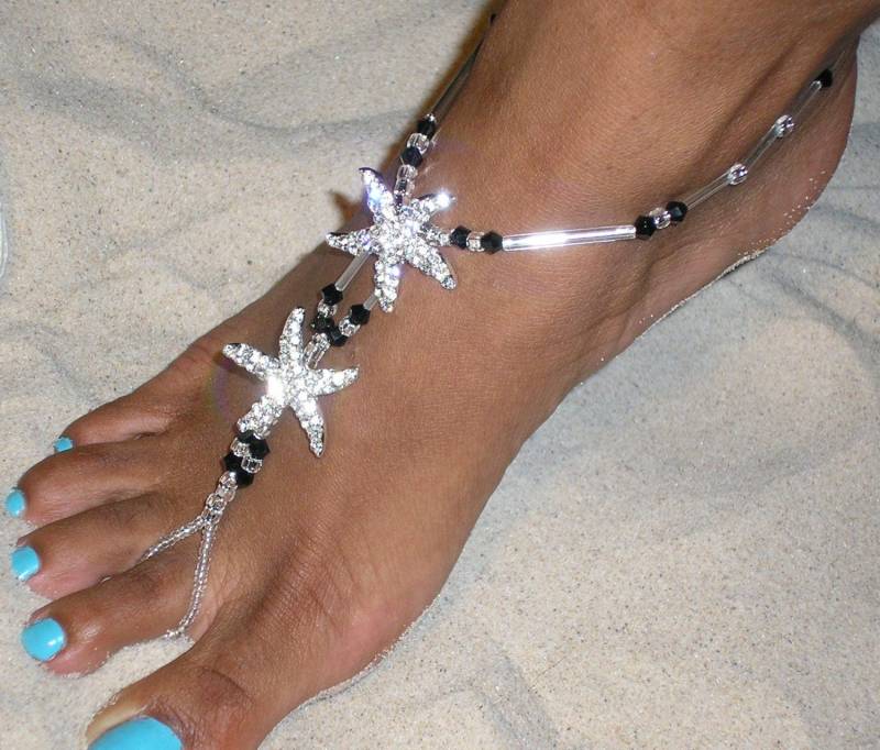 Barfuss Sandalen - Strand Hochzeit-Barefoot Sandale Barfuss Barfuß Hochzeits Boho-Fußkettchen-Seestern-Der Estelle Hf104 von HappiFeet