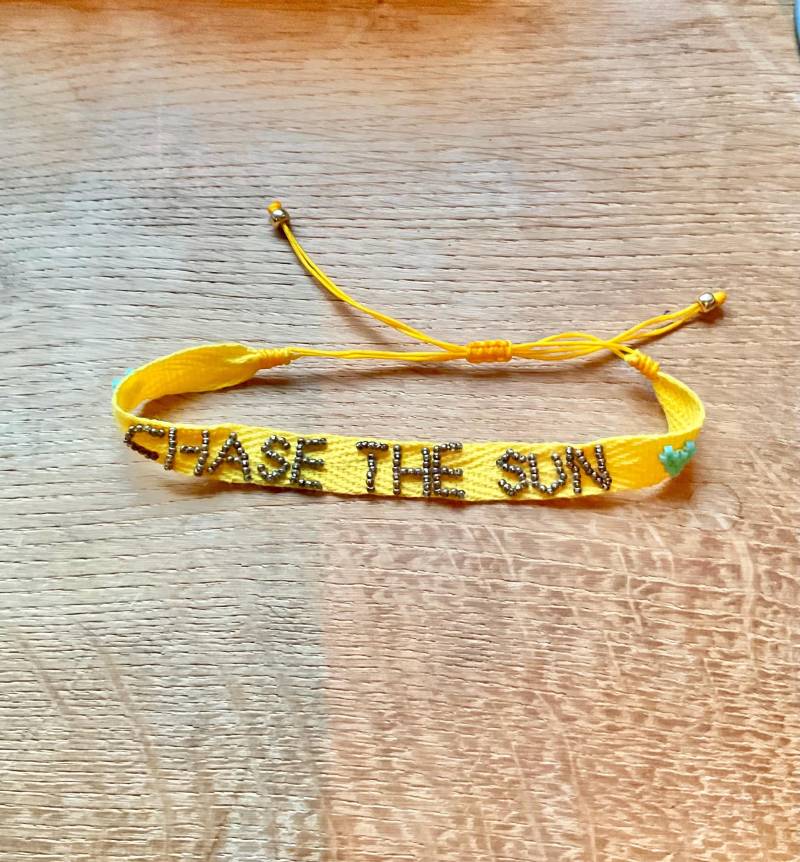 Armband Chase The Sun Gelb Türkis, Freundschaftsarmband Armband Chase The Sun Gelb Türkis, Freundschaftsarmband von HappieNettie