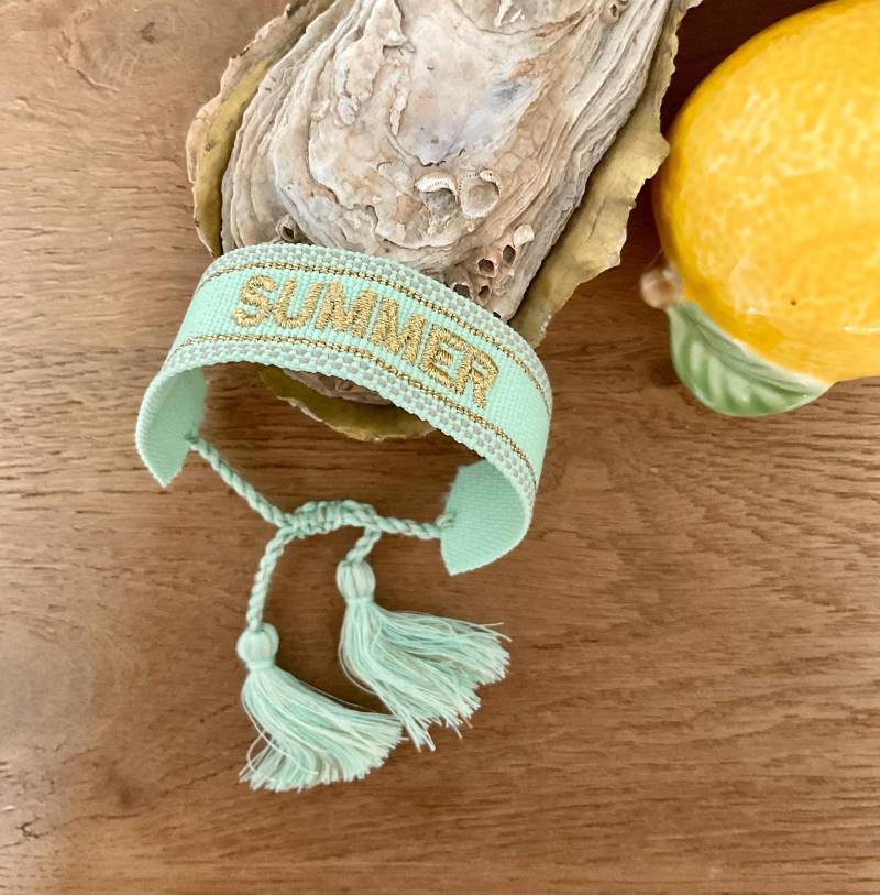 Armband Summer Türkis Mint Gold Mit Quasten, Freundschaftsarmband Armband Summer Türkis Mint Gold Mit Quasten, Freundschaftsarmband von HappieNettie