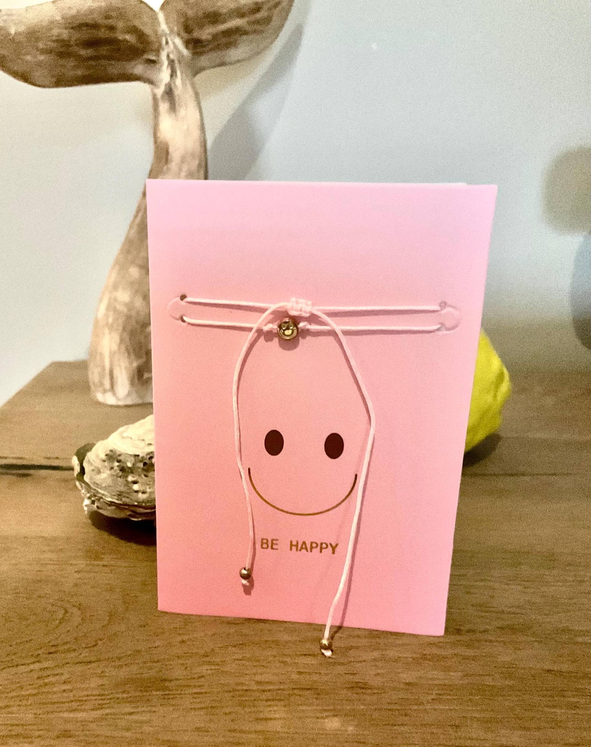 Feines Armband, Rosa Mit Goldenem Smiley von HappieNettie