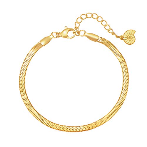 Happiness Boutique Damen Armband Goldfarbe | Flaches Schlangenarmband Edelstahlschmuck von Happiness Boutique