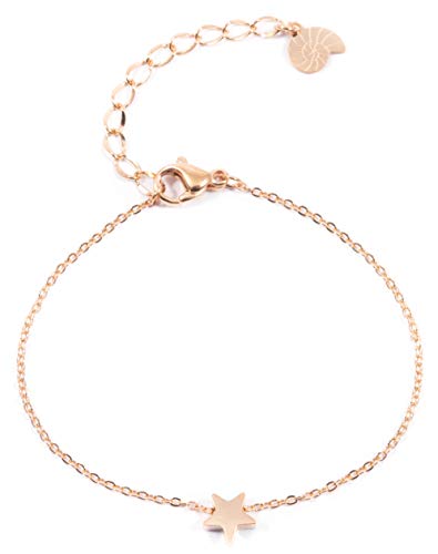 Happiness Boutique Damen Armband Stern Rosegold | Filigrane Stern Armkette Edelstahlschmuck von Happiness Boutique