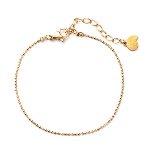 Happiness Boutique Damen Armband aus Edelstahl in Kugelkette-Design | Edelstahlarmband Damen | Kugelkette | Stillvolle Armkette | Trendiger Armschmuck | Armband in Gold - Rosegold, Silber von Happiness Boutique