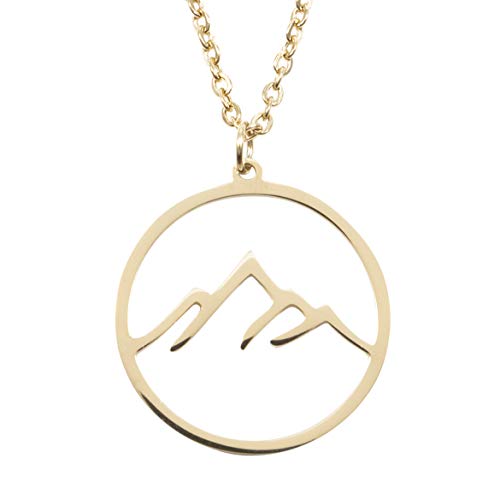 Happiness Boutique Damen Berg Kette in Goldfarbe | Filigrane Kette Mountain Gebirge Anhänger Edelstahlschmuck von Happiness Boutique