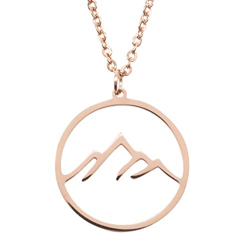 Happiness Boutique Damen Berg Kette in Rosegold | Filigrane Kette Mountain Gebirge Anhänger Edelstahlschmuck von Happiness Boutique