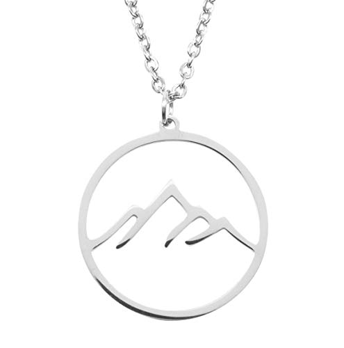 Happiness Boutique Damen Berg Kette in Silberfarbe | Filigrane Kette Mountain Gebirge Anhänger Edelstahlschmuck von Happiness Boutique