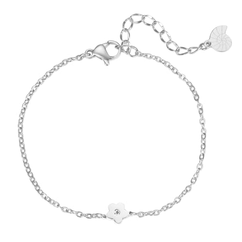 Happiness Boutique Damen Blumen Armband | Filigrane Armkette mit Blumen-Anhänger aus Edelstahl in Gold - Rosegold, Silber | Wasserfestes Armband mit Blümchen Charm von Happiness Boutique
