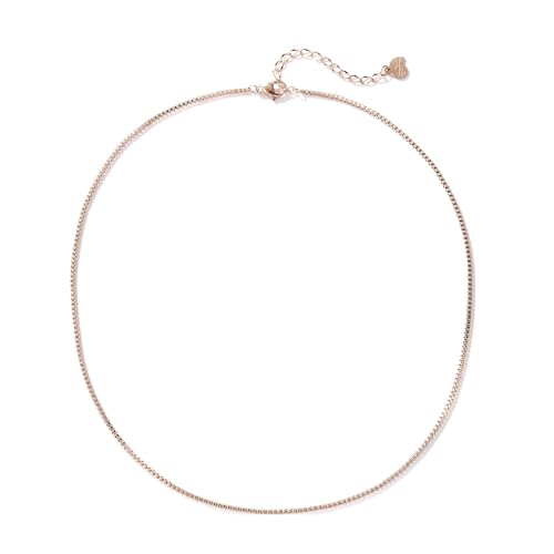 Happiness Boutique Damen Box Link Kette | Klassische Edelstahl Halskette ohne Anhänger in Gold - Rosegold, Silber | Dünne Kasten Kette von Happiness Boutique