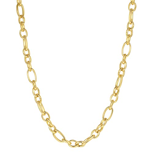 Happiness Boutique Damen Figarokette Chunky Oval Gliederkette Frauen Edelstahlschmuck in Goldfarbe von Happiness Boutique