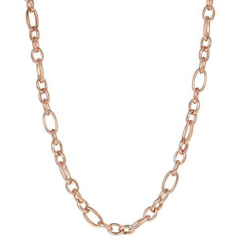 Happiness Boutique Damen Figarokette Chunky Oval Gliederkette Frauen Edelstahlschmuck in Rosegold Farbe von Happiness Boutique